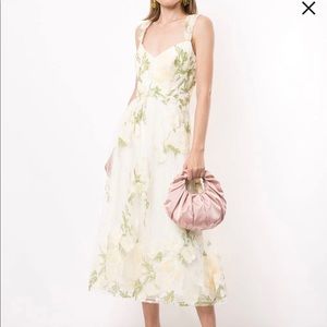 Marchesa Notte floral lace empire dress